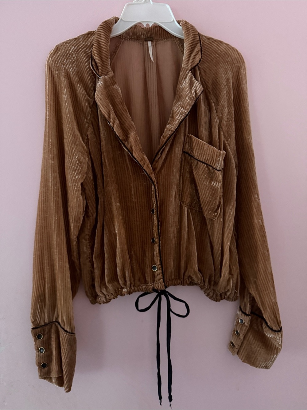 We The Free Corduroy Button-Down Shirt Jacket in Brown